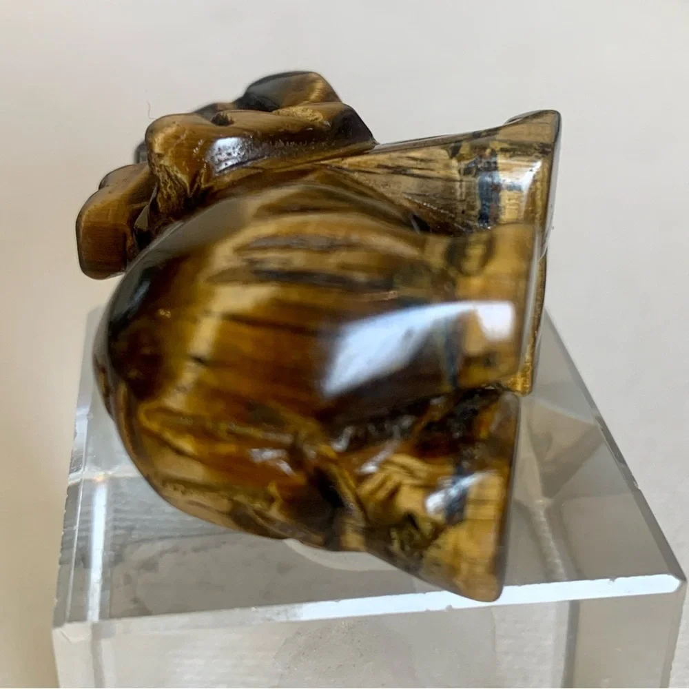 Tiger's Eye Carved Quartz Crystal Elephant Carving Reiki Healing Figurine FLASHY